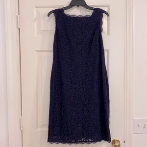 Navy Adrianna Papell lace cocktail dress